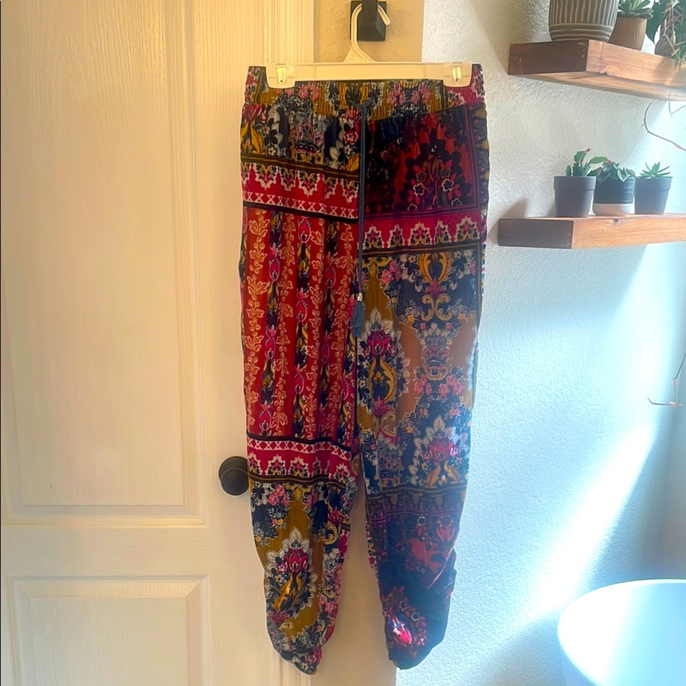 Anthropologie velour harem pants